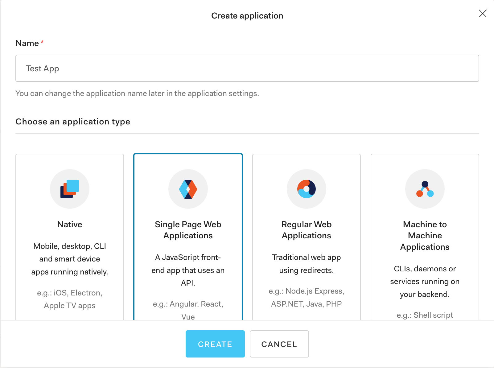 Auth0 création d’appliation