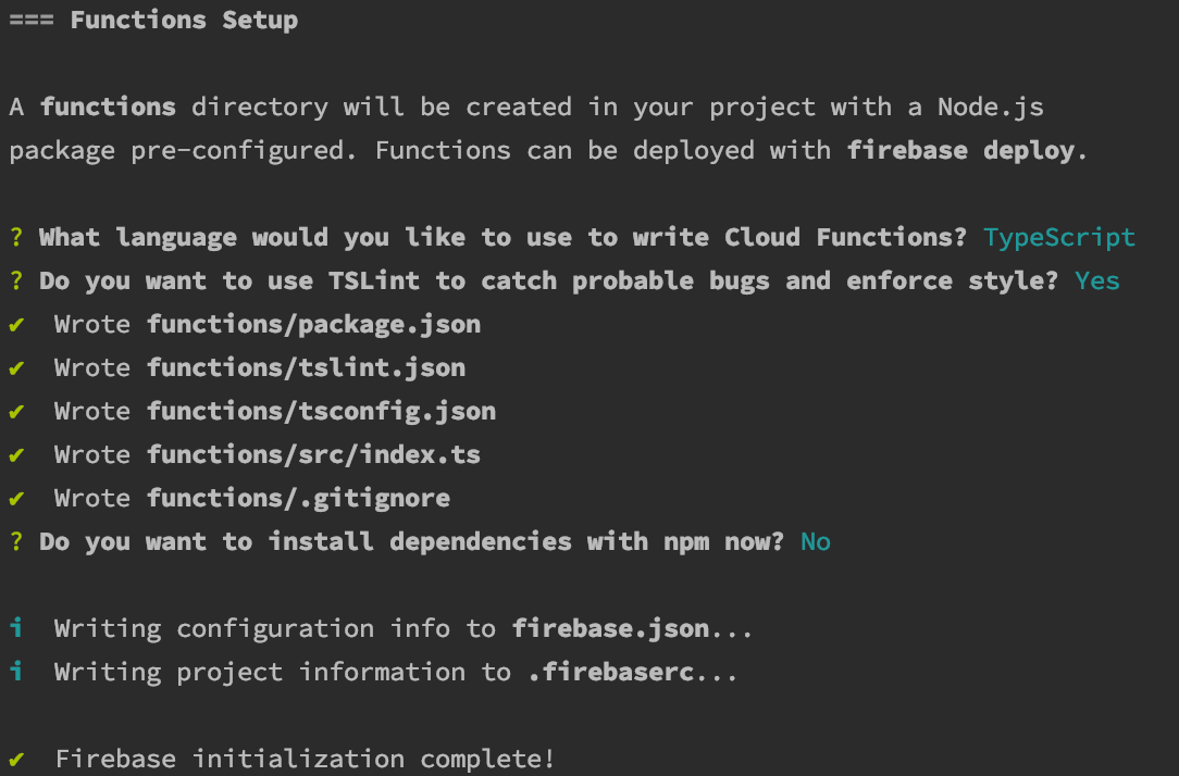 Firebase configuration functions